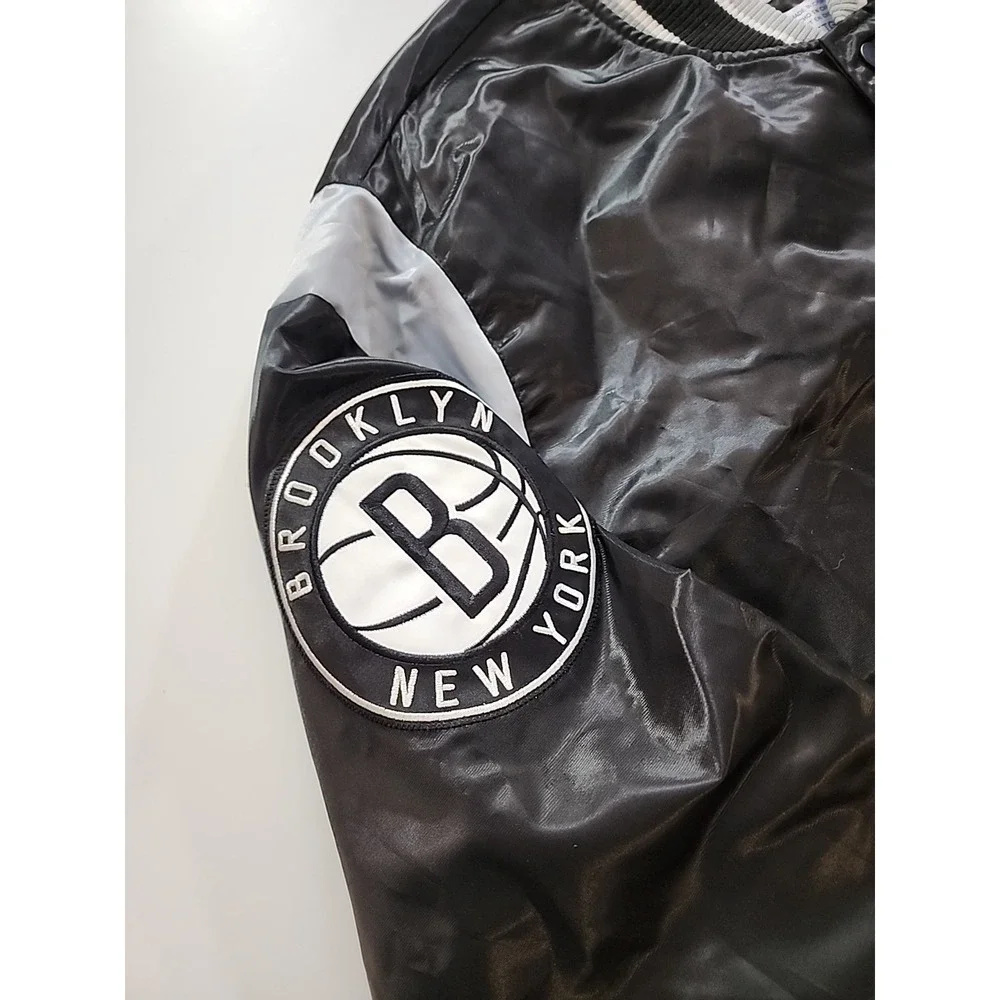 NBA‎ Starter Brooklyn Nets Team Satin Snap Up Jacket Mens 2XL